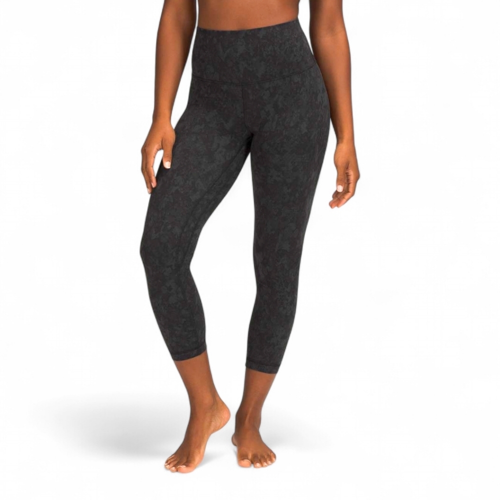 Lululemon Align High Rise‎ Crop 23" Hideaway Camo Deep Coal Multi Women's Sz 4
